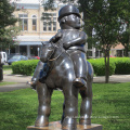 Abstract Famous Fernando Botero Bronze Man Riding Horse Sculpture